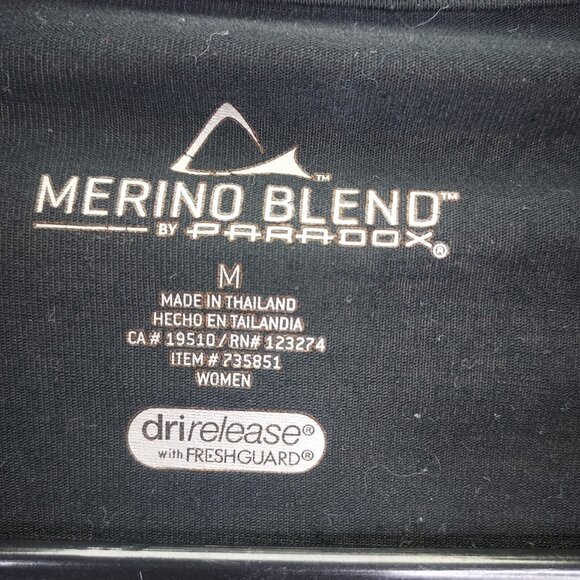 Paradox 1/4 Zip Shirt Women M Merino Blend Base Layer Long Sleeve Pullover Black - Picture 3 of 12